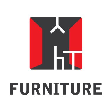Mobilya, kanepe ve dolap satan dükkan için vektör logosu