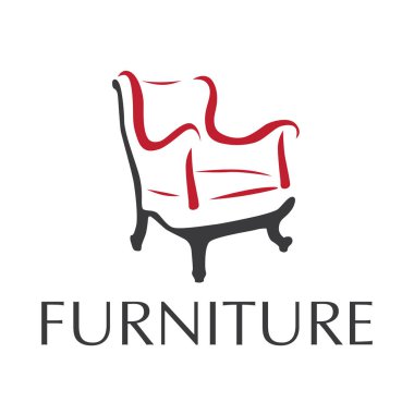 Mobilya, kanepe ve dolap satan dükkan için vektör logosu