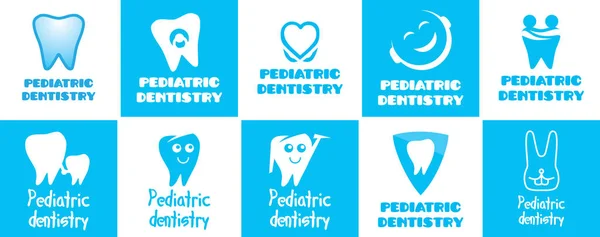 Logotipo do vetor para odontologia pediátrica, odontologia para crianças —  Vetores de Stock