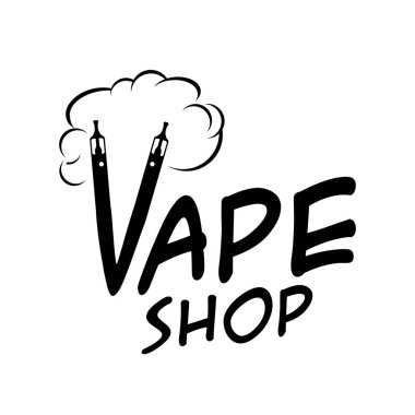 Vaping konusunda vektör logosu, elektronik sigara