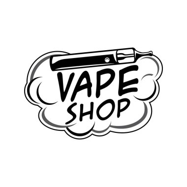 Vaping konusunda vektör logosu, elektronik sigara