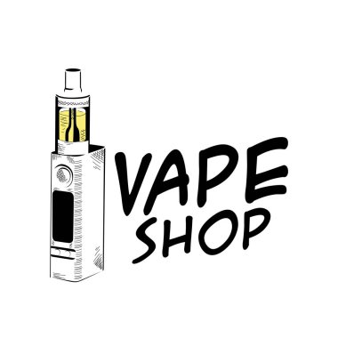 Vaping konusunda vektör logosu, elektronik sigara