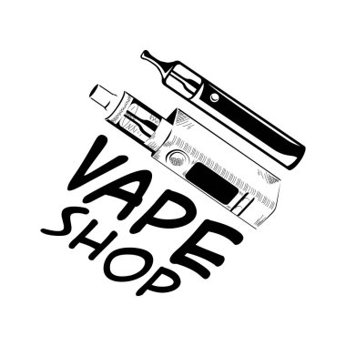 Vaping konusunda vektör logosu, elektronik sigara