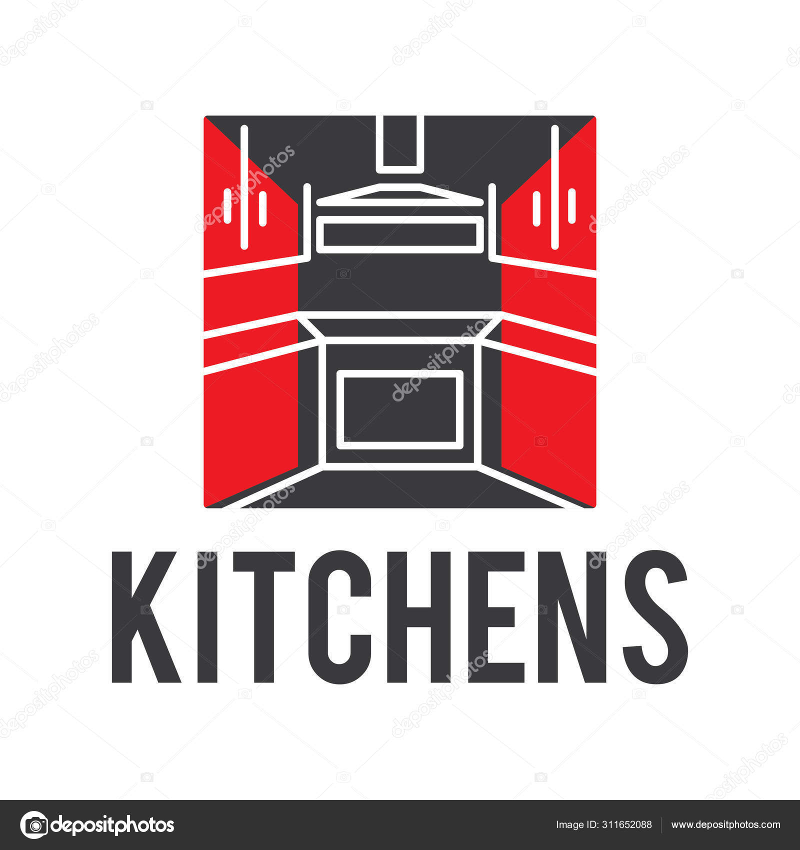 Logotipo vectorial de muebles de cocina, producción de cocina vector