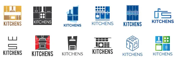 Logotipo do vetor da mobília da cozinha, produção da cozinha —  Vetores de Stock