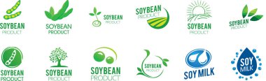 Soya fasulyesi ve tarım ürünlerinin vektör logosu