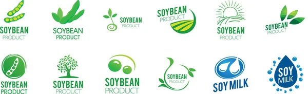 Vector logo of soybean and agricultural products — Stock Vector