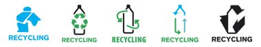 Plastik ve cam geri dönüşümü için vektör logosu