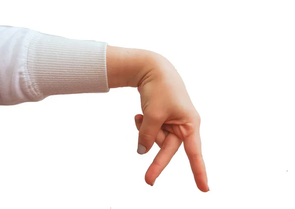 Πολλαπλές Χειρονομίες Γυναίκα Καυκάσιος Χέρι Απομονωμένη Πάνω Από Λευκό Φόντο — Φωτογραφία Αρχείου
