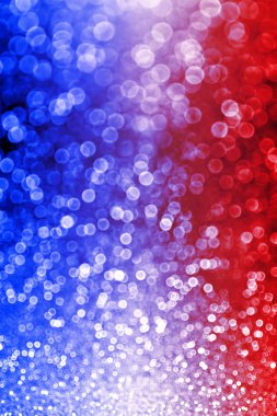 Abstract patriotic red white and blue glitter sparkle background for party invite, July firework burst, memorial lights, elect president vote, sale texture, labor day and celebrate independence banner clipart