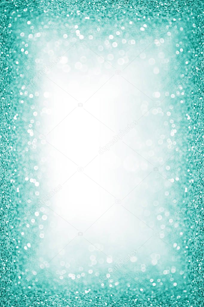Teal Turquoise Glitter Border Frame Background Poster