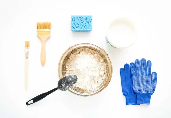 Conjunto Equipamentos Construção Pintura Reparação Casas Fundo Branco Composição Branca Fotos De Bancos De Imagens Sem Royalties