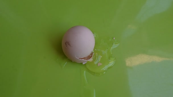 緑の背景に鶏の卵が割れていて — ストック動画