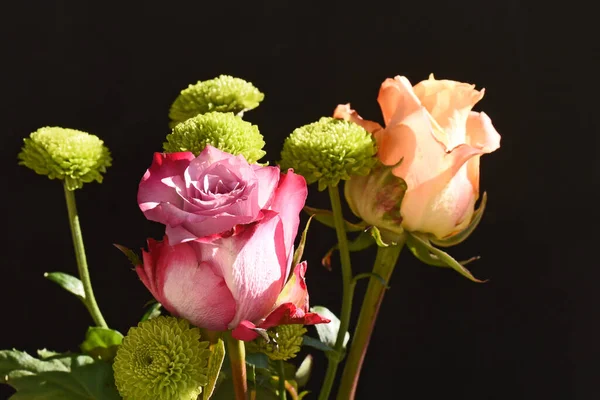 Buquê Flores Bonitas Fundo Escuro Conceito Verão Vista Próxima — Fotografia de Stock