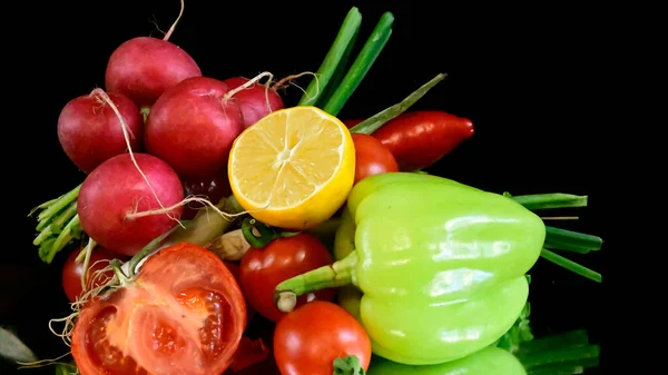 Conjunto Vegetais Maduros Frescos Conceito Comida Saudável — Fotografia de Stock