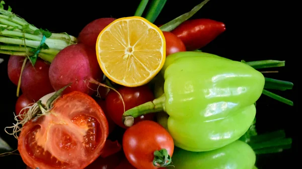 Conjunto Vegetais Maduros Frescos Conceito Comida Saudável — Fotografia de Stock