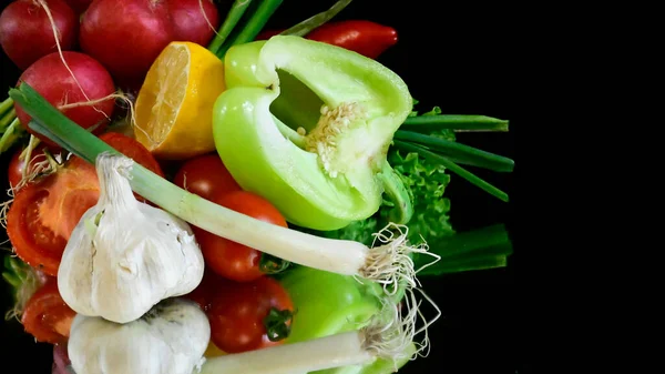 Σύνολο Νωπών Ώριμων Λαχανικών Έννοια Υγιεινής Διατροφής — Φωτογραφία Αρχείου