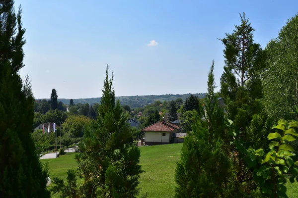 Çevrede yeşil doğa olan evlerin manzarası