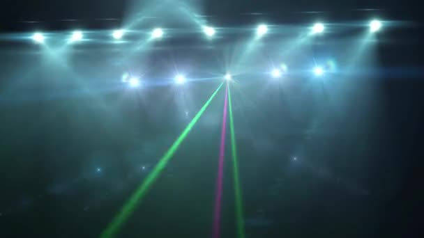 Animation disco lueur des lumières et des rayons de projecteurs HD — Video