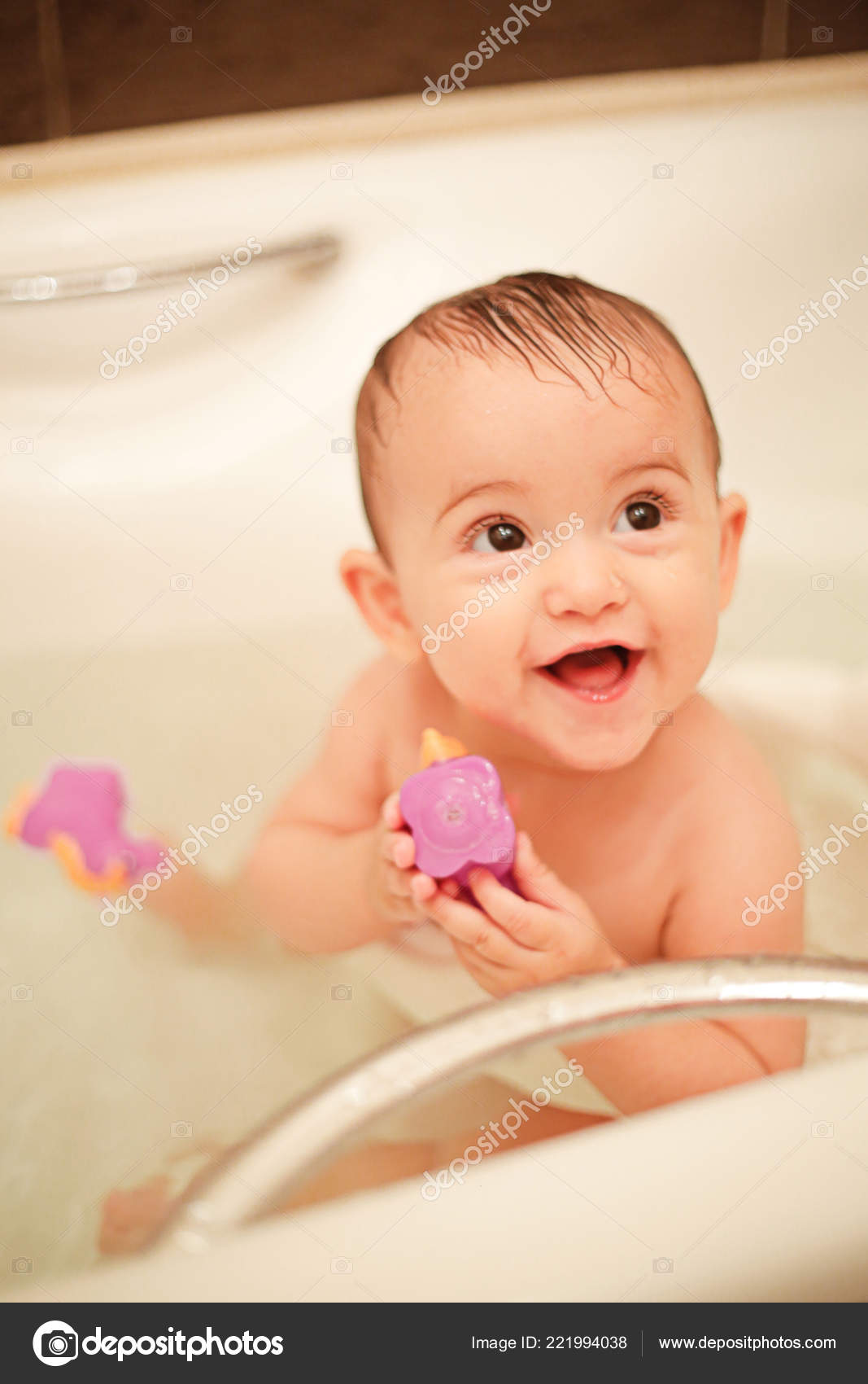 little girl bathing