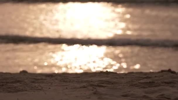 Fale o zachodzie słońca na błękitne morze Hd 1920 x 1080 — Wideo stockowe