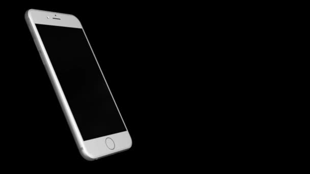 Анимация вращения белого-серого мобильного телефона HD — стоковое видео