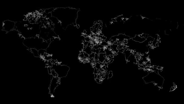 Mapa del mundo compuesto por micropartículas blancas HD — Vídeos de Stock