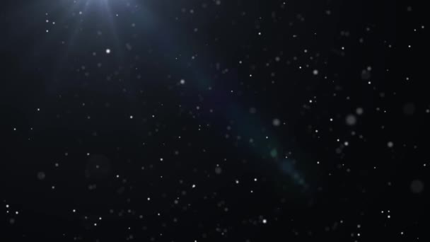1920 x 1080 の黒背景に青の明るい光の中のダスト粒子 — ストック動画