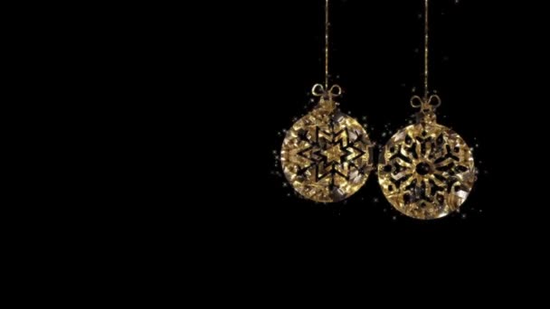 Christmas gold jewelry in motion on a black background 1080p — Stock Video