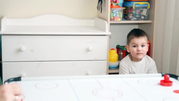 The boy was offended for losing air hockey HD 1920x1080 — Stock Video