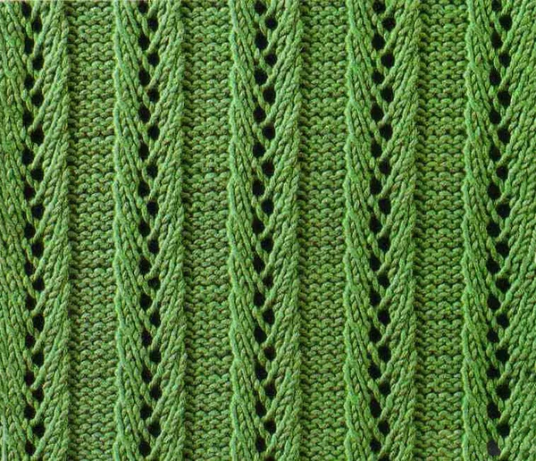 땋은 머리의 형태로 패턴 수 제 녹색 니트 스웨터 — 스톡 사진