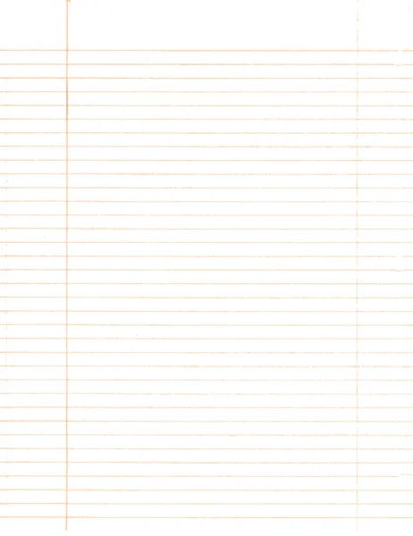 Biała kartka z notatnika z pomarańczowym paskiem. Tekstura lub tło. — Zdjęcie stockowe