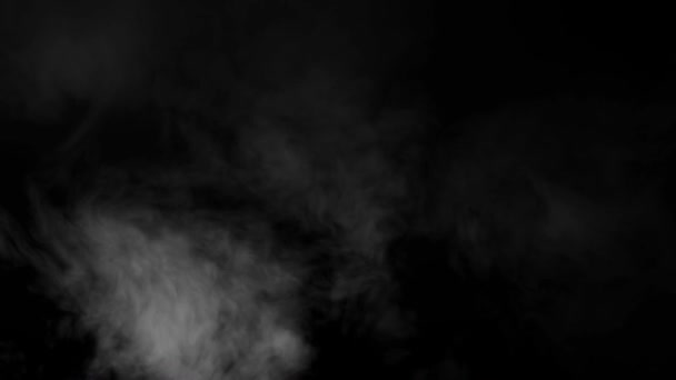 Fumaça de cigarro iluminada pela luz sobre fundo preto — Vídeo de Stock