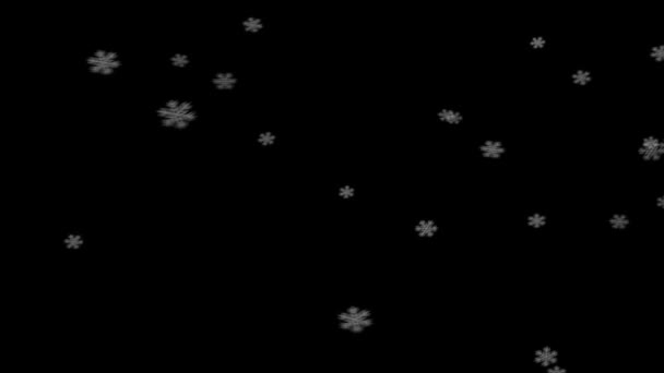 Flocos de neve texturizados caindo no fundo HD preto — Vídeo de Stock