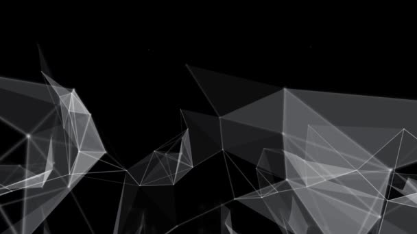 Siyah bir arkaplan üzerinde hareketli bileşik mikro parçacıklar geometrik şekli grafikleri — Stok video