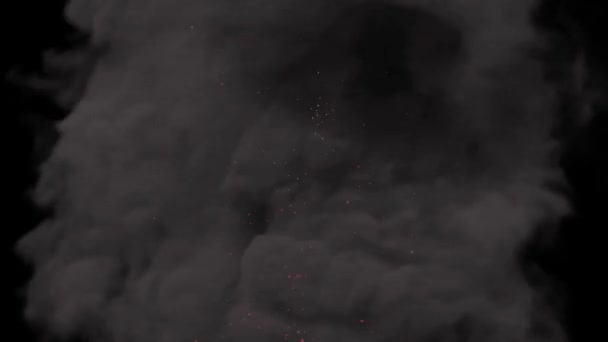 Chmura gęstego dymu z iskrami płonącego ognia podnoszącego się HD — Wideo stockowe
