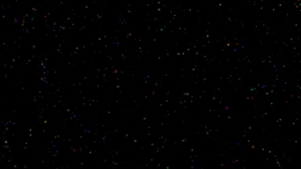 Brillo de estrellas brillantes multicolores sobre un fondo negro HD 1080 — Vídeo de stock