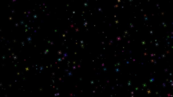 黒い背景のHD 1920x1080上の多色の星のトゥインクル — ストック動画