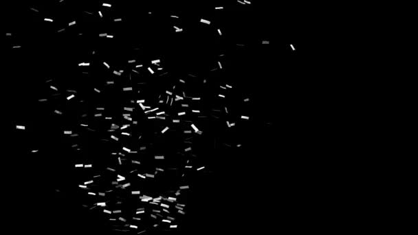 Papel confeti en movimiento hecho de papel blanco sobre fondo negro HD 1920x1080 — Vídeo de stock