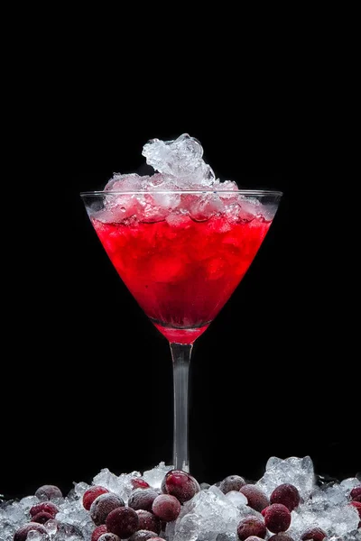 Cosmopolitan Cocktail Frozen Cranberry Berries Ice Christmas Holiday — Stock Photo, Image