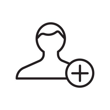 Kullanıcı simge vektör işareti ve izole beyaz arka plan, Ekle Kullanıcı logo kavramı, anahat simgesini, doğrusal işareti sembol Ekle