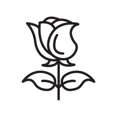 Gül simge vektör işareti ve beyaz arka plan üzerinde R izole sembolü