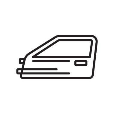 Araba kapı simge vektör işareti ve üzerinde beyaz adam izole sembolü