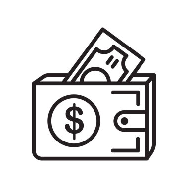 Cüzdan simgesi vektörü web ve mobil uygulama tasarımı için beyaz arkaplanda izole edilmiş, Cüzdan logosu konsepti