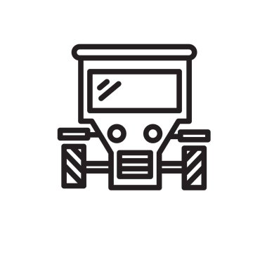 Web ve mobil uygulaması tasarım, traktör logo kavramı, anahat simgesini, doğrusal işareti, anahat simgesini, doğrusal işareti için beyaz arka plan üzerinde izole traktör simge vektör