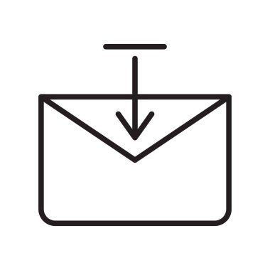 Gelen kutusu simge vektör web ve mobil uygulaması tasarımı, gelen kutusu logo kavramı için beyaz arka plan üzerinde izole