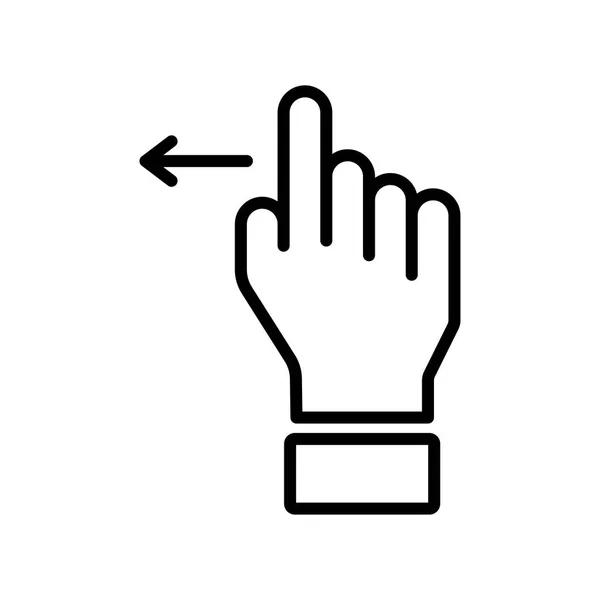 Deslize para a esquerda ícone vetor sinal e símbolo isolado no backgro branco — Vetor de Stock