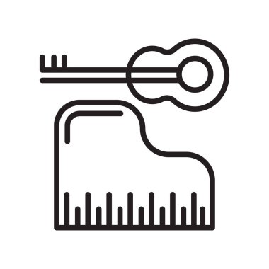 Piyano simge vektör web ve mobil uygulaması tasarımı, piyano logo kavramı için izole üzerinde beyaz arka plan