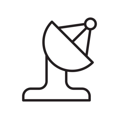 Web ve mobil uygulaması tasarım, uydu logo kavramı için beyaz arka plan üzerinde izole uydu simge vektör