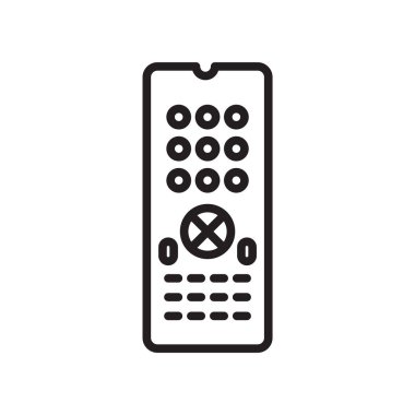 Uzaktan kumanda simge vektör web ve mobil uygulaması tasarımı, uzaktan kumanda logo kavramı üzerinde izole beyaz arka plan